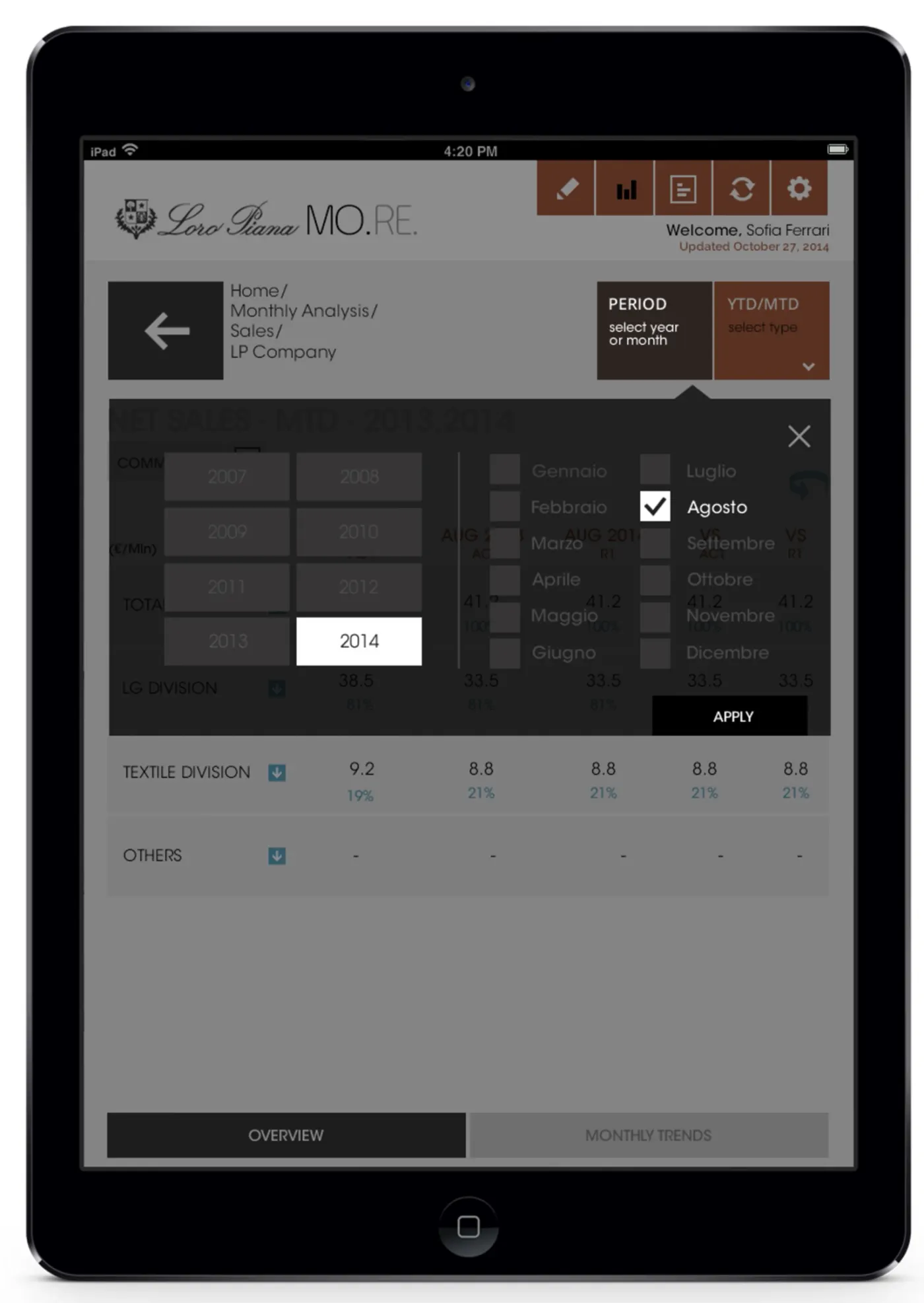 Tablet app screen 3